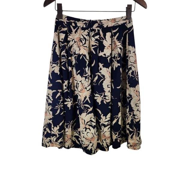 ASTR Skirt A-Line‎ Navy Floral Print Knee Length Women's Size S Blue Cream - Picture 4 of 12